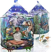 LimitlessFunN Dinosaur Play Tent for Kids with Star Lights & Carrying Case [ Pop Up Portable Glow in The Dark ] Children Castle Playhouse for Boys & Girls, Indoor & Outdoor Fun