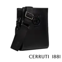 在飛比找momo購物網優惠-【Cerruti 1881】頂級義大利小牛皮肩背包斜背包(黑