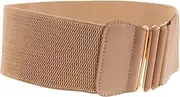 [TOVINANNA] Wide Stretch Belt for Women with Double Oval Buckle Adjustable Elastic Waist Belt for Dresses Skirts Pants Luxurious Artificial Comfortable Fashionable Accessory