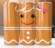 Christmas Gingerbread Tumbler 20oz Tumbler 20 oz Skinny Cup Mug Lid Straw