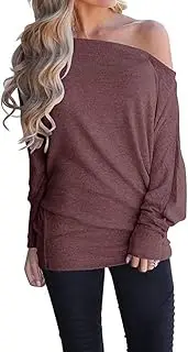 [GOLDSTITCH] Women's Off Shoulder Long Sleeve Oversized Pullover Sweater Knit Jumper Loose Tunic Tops