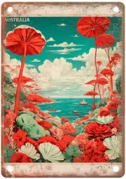 Vintage Great Barrier Reef Australia Retro Look Travel Poster Metal Sign T2725