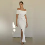 NEW w/tags (NWT) Off-Shoulder White Dress By Anthropologie Tropics Sweater Dress