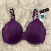 Natori 32DDD Bra Purple Luxe Full Fit Underwire Back Closure 732080 NEW