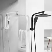 Bathroom Black Chrome Square WELS 8" Rain Shower Head Set Handheld Spray Wall Mounted