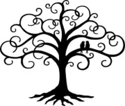 Love Bird Swirled Tree of Life - Metal Wall Art - Black 28" x 24"