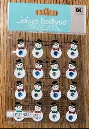 RARE Jolees Snowmen Repeats Snowman W/Bow Gems Christmas XMas Scrapbook Stickers