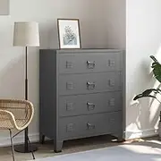 Industrial Metal Drawer Cabinet - Anthracite Dresser for Clothes, Storage Furniture, Bedroom Drawers, Room Organization, and Closet Accessories