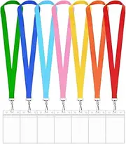 14 Pack Cruise Lanyards with Waterproof, Lanyard ID Badge Holder, Durable, Assorted Rainbow 7 Colors Lanyards for ID Cards, Ship Tours, Carnival Cruises, and Events