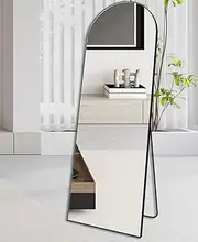 Arched Black Full-Length Mirror 70x170 cm Aluminium Alloy Frame HD Reflection with Stand for Bedroom Dressing Room Entryway Luxury Floor Mirror