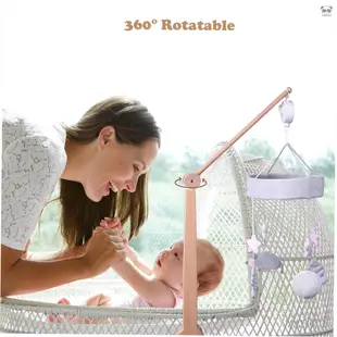 eccomum嬰兒床移動支架 嬰兒床木製支架 360°旋轉支架 高度可調 安裝簡單