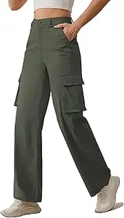 [WBQ] Women's Hiking Cargo Pants High Waist Work Slacks Office Business Golf Casual Travel Pants Lightweight