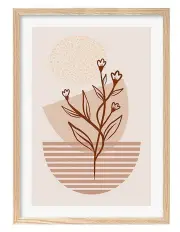 [Profile Australia] Australian Made Boho Plant Lines 1 Art Print A2 in Natural Frame