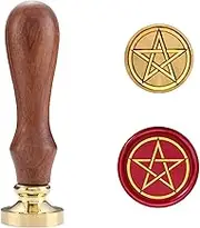 NW Wax Seal Stamp Set, Brass Seals with Rosewood Hilt, Vintage Retro Pentagram