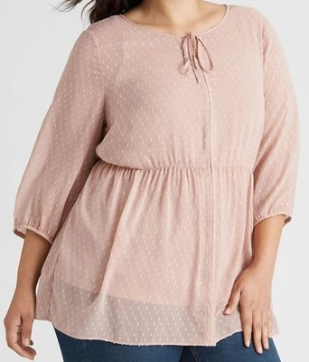 Size 26 Plus Size Pretty Tie Front Dusty Pink Autograph Top BNWT