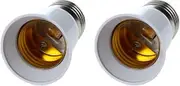 2X E27 to E27 Bulb Holder Silver Tone White Adapter Extender