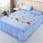 Princess Lace Print Flower for Ice Silk Mat Bed Sheet with Skirt Non-Slip Sheet