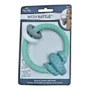Itzy Ritzy 2 Silicone Rings Teether Cactus Rattle Baby Green