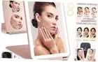 Rechargeable Folding Vanity Mirror with 72 LED Lights, 3 Color Modes, Dimmable