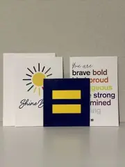 Human Rights Campaign Bundle of 2 Cards/Envelope & Vinyl Decal Sticker LGBTQ HRC