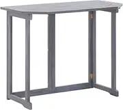vidaXL Solid Acacia Wood Folding Balcony Table in Rustic Grey Wash Finish - Outdoor Weather-Resistant Utility Table with Versatile Use