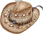 [OATIPHO] Straw Cowboy Hat Mens Hats Mexico Straw Hat Cowgirl Hats Mens Cap Coastal Cowgirl Hat Large Hat Vintage Hats for Men Hat Hat Beat up Straw Hat Men Cowboy Hat Caps Coffee
