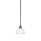 Toltec Stem Mini Pendant, Black, 7" White Swirl - 23-MB-5601