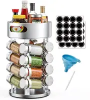 2 Tier Rotating Spice Rack Set With 16 Jars and Extra Top Tray, Revolving 1PACK