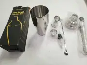 5 Piece Cocktail Shaker Set with Recipe Cards Bartender Shaker Kit Home