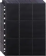 60 Pack 1080 Pockets Black Trading Card Sleeves Binder Sheets, Double Sided Thicken Game Card Sleeves for 3 Ring Binder, 9 Pocket Side Loading Page Protector for MTG, Yugioh, Game, Baseball Cards
