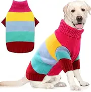 AOFITEE XXL Dog Sweater, Turtleneck Dogs Sweaters for Large Breed, Stretchy Christmas Knitwear, Warm Large Pet Pullover for Fall Winter, Clothes for Golden Retriever, Weimar (Pink XXL)