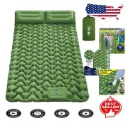 Waterproof Ultralight Inflatable Sleeping Mat for 2 with Ergonomic Pillows