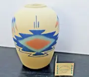NAVAJO INDIAN SAND ART Signed VASE 9.25” w/Tag – One-of-a-Kind SW Native Decor