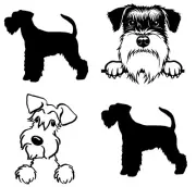 Schnauzer Dog 4 PACK Black Vinyl Decal Car Truck Window Laptop Tablet Notebook