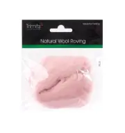 TRIMITS Natural 100% Wool Roving For Needle Felting 10g - POWDER PINK