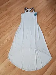 NWT Apana Racerback Athletic Yoga Hi-Lo Maxi Dress Built-In Bra Light Gray Small