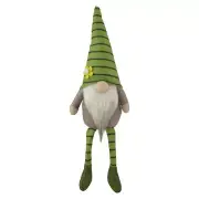 Northlight 16" Green Striped Springtime Gnome with Crossed Legs