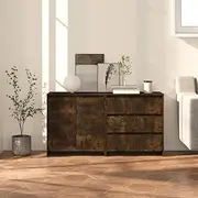 2 Piece Sideboard Smoked Oak Engineered Wood Dining Storage