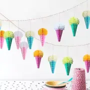 4Pcs Ice Cream Paper Honeycomb Hanging Decoration Party Happy Birthday Props