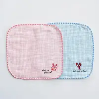 在飛比找momo購物網優惠-【KONTEX】日本製刺繡方巾手帕兩入組(100% 日本製)