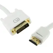 1m HDMI Male to DVI-D Male Cable White Dual Link for LCD Screen PC Monitor