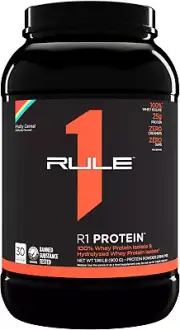 Rule1 R1 100% Whey Protein Isolate and Hydrolysate Protein Powder 1.98 Lb, Fr...