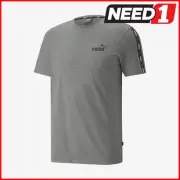 PUMA Men's Essentials+ Tape Tee | Grey Heather | 100% Cotton
