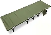 Folding Camping Cot, Portable & Compact Camping Beds for Adult, Single Ultralight Tent Camp Bed, Metal Frame Include Storage Bag For Indoor Outdoor Hiking Fishing Car Travel ( Color : Green )