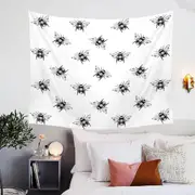 Black and White Bee Pattern Tapestry