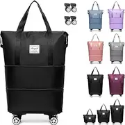 [Generic] Beente/Pepepo/Kulken Travel Bag with Wheels, 2025 New Large Capacity Travel Bag - Universal Wheel Removable Duffle Bag, with Dry and Wet Separation, Foldable (Black)