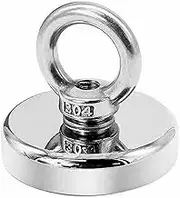 Round Neodymium Fishing Magnet, 0-50kg Pulling Force Strong Rare Earth Magnets, Powerful Round Neodymium Magnetic Hooks with Eyebolt for Fishing