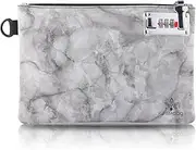 [KOSMCCO] Lockable Money Bag - 6.5x10 Inches Nylon Locking Bank Bag Coin Purse for Cash, Jewelry, Passports, Medicine, Credit Cards and Valuable Storage Cash Bag (Marble Black), Marble Black