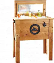 45 Qt Outdoor Beverage Cooler Rustic Brown for Patio