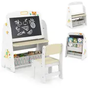 Giantex 4-in-1 Kids Table & Chair Set Art Easel Bookshelf w/Magnetic Whiteboard Drawing Writing Desk
